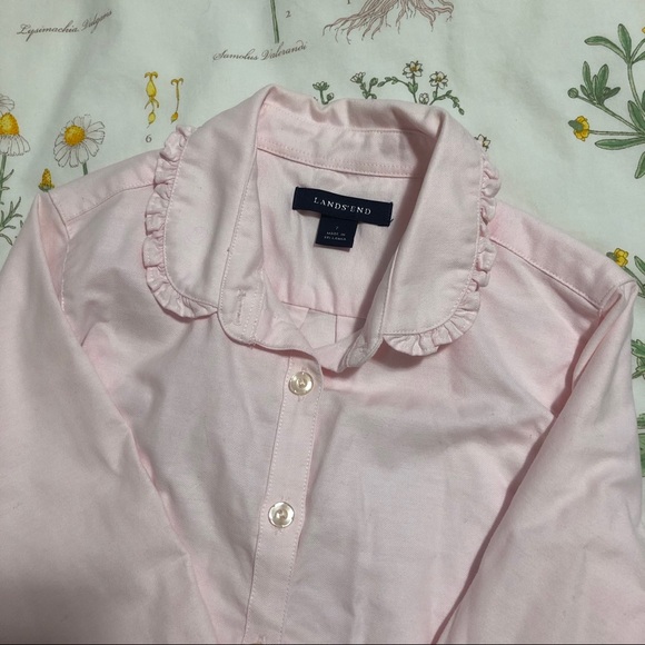 Lands' End Girls Pink Collared Button Down Shirt - Picture 8 of 8